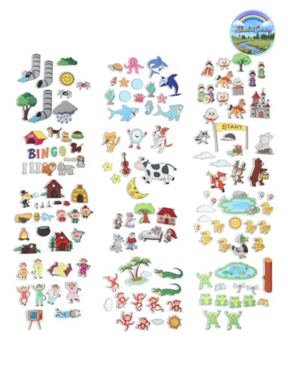 12 Fairy Tale Felt Story Pieces Set, 165 Pcs, Preschool Flannel Board